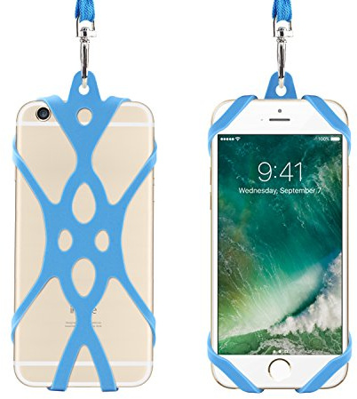 Remeel Phone Lanyard Strap with Universal Silicone Case Holder for iPhone Samsung NOKIA Motorola HUAWEI and Even Smartphone (Light Blue)