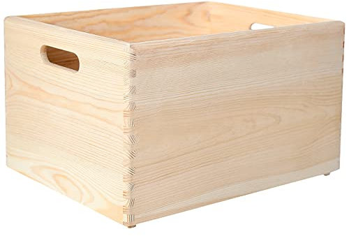 Creative Deco XXL Große Holzkiste Obstkiste Korb Weihnachten | 40x30x24cm (+/-1cm) | mit Griffen ohne Deckel | Hölzernen Kasten Unlackiert Holzbox Kiste Für Dokumente Wertsachen Spielzeuge Werkzeuge