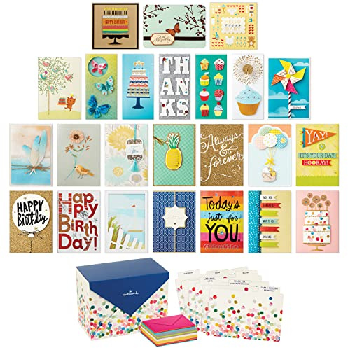 Hallmark All Occasion Handmade Boxed Set of Assorted Greeting Cards with Card Organizer (Pack of 24)—Birthday, Baby, Wedding, Sympathy, Thinking of You, Thank You, Blank