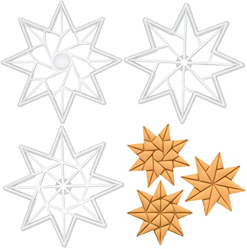 3er Set Origami-Stern Ausstechformen (Formen: 8-seitig, Stil 1, 2 und 3), 3 Teile, Bakerlogy