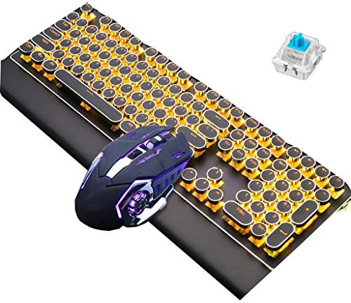 ARCH Tastiera Gaming Cablato con Tastiera Staccabile Poggiapolsi 108 Chiavi Meccaniche E Kit Tastiera E Mouse for Windows, iOS, Android, Computer Desktop PC Laptop (Color : A, Size : Green Shaft)