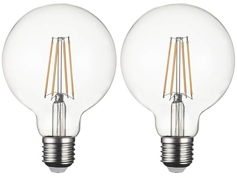 SD LUX Bombillas LED E27 Vintage de Filamento de Globo, Edison sin Parpadeo - 8W 850LM Blanco Cálido 2700K, 2 Paquetes [Clase Energética A+]