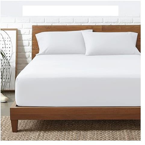 Funky Gadgets Double Fitted Sheet, White 300 Thread Count 100% Egyptian Cotton Fitted Sheet Deep Pocket 12 Inch (30cm) Bed Sheets, Breathable Bedsheets No Pillow Cases (140 X 190cm).