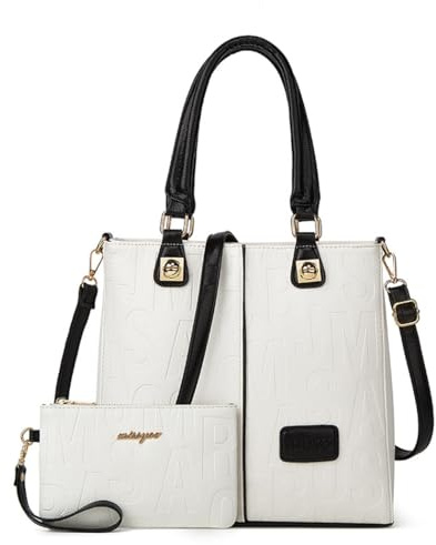 BUKESIYI Damen Tasche Umhängetasche Handtasche Frauen Klein Schultertasche Weekender Lack PU Leder DE77502 Nicht-Gerade Weiss