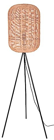 Trio Leuchten Stehleuchte Runa 403000132, Metall Schwarz matt, Schirm Sisal braun, exkl. 1x E27