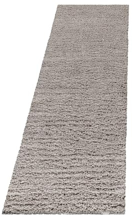 SIMPEX Shaggy Hochflor Teppich Beige 80x250 cm Extra Weich & Waschbar Jute Rückseite für Fußbodenheizung, Einfarbig & Flauschig für Wohnzimmer & Schlafzimmer