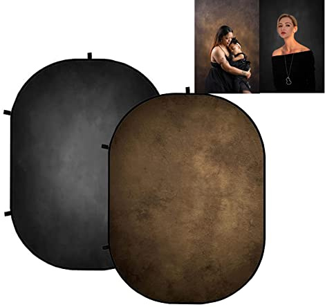 Kate Pliable Pop-Up Toile de Fond Photo pour Photographie Marron/Noir Double Face Pliable Photo Arrière-Plan Photo Studio Accessoires,5x6.5ft/1.5x2m