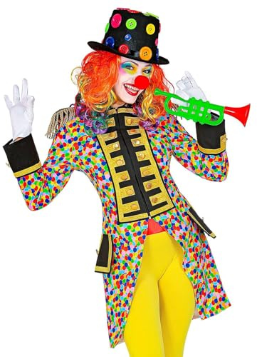 Widmann 50851 50851-konfetti parade-frack, trädgårdsuniform, punkter, clown, cirkusdirektor, kostym, karneval, temafest, damer, flerfärgad, S