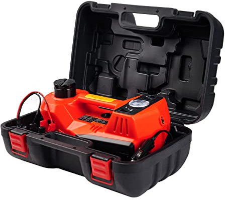 FEANISIFEI Electric Car Jack 5 Ton 12V Electric Jack with Built-in Inflatable Pump Electric Hydraulic Jack for SUV Car Tire Change Red