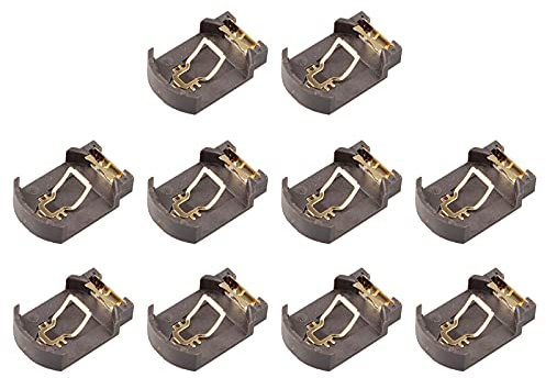 HALJIA 10 Stück 3V CR2032 CR2025 SMD Batteriehalter General Knopfzelle Batterieadapter Clip Sockel Halter Container Box Gehäuse Vergoldet Schwarz
