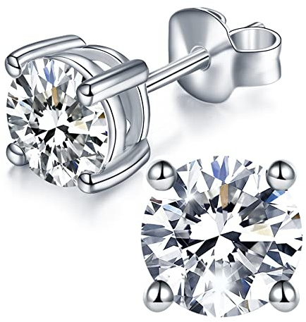 IMOLOVE Moissanite Stud Earrings with 1CT D Color Round Cut Lab Created Moissanite Earrings in Sterling Silver Trendy Earrings for Women Men-1