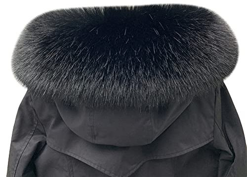 Surakey Pelzkragen Damen,Fellkragen für Kapuze,Fauxpelzkragen Pelzschal Pelz Winter Warmer Schal,Fellkragen Stolen Kunstpelz Fellimitat Fuchs Kunstpelz Fell Kragen für Kapuze Wintermantel mit Knöpfen