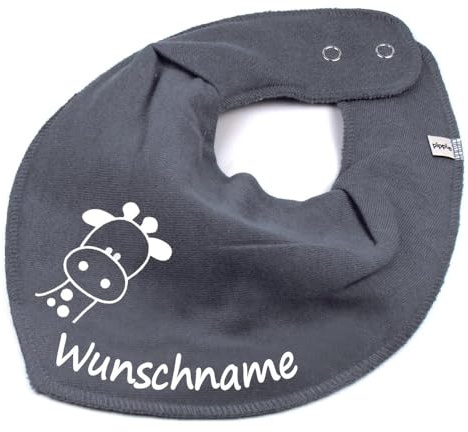 HALSTUCH mit Namen oder Text personalisiert für Baby oder Kind aus Baumwolle in Einheitsgröße Giraffe