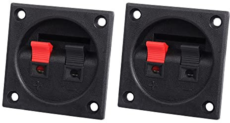 PNGKNYOCN Morsettiera per altoparlante a 2 vie con clip a molla quadrata a 2 posizioni (confezione da 2)