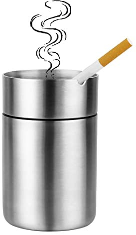 WANGCL Ceniceros automáticos de acero inoxidable con tapa Cenicero de coche a prueba de olores portátil sin humo desmontable a prueba de viento para el portavasos del coche