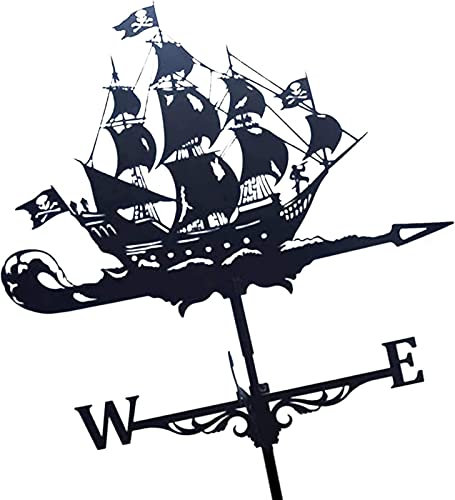 MAQBE Wetterfahne Wetterfahne Wikinger-Schlachtschiff, langlebig, Edelstahl, Sprühfarbe, Gartenarbeit, Piratenschiff, Windmesser, Bauernhof, Pavillon, Rasen(#4)