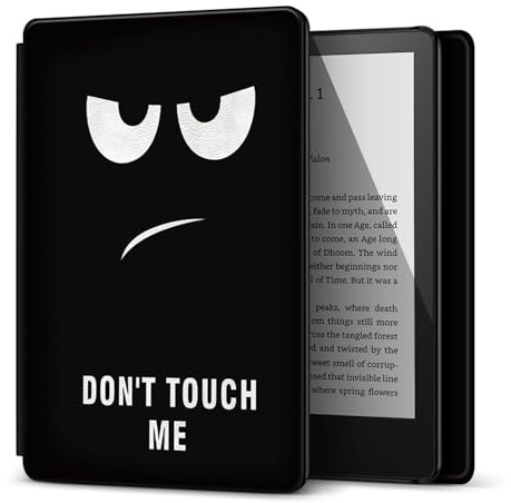 TNP Hülle für Kindle 11. Generation – Schlank & Leicht Schutzhülle für 6 Zoll Amazon Kindle 2022 Case, Ultradünnes E-Book Reader Cover, Automatische Ruhe-/Wachfunktion - Don't Touch Me - Schwarz