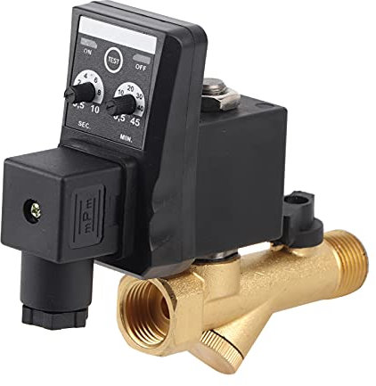 purge automatique compresseur, Vanne de vidange automatique, Vanne de vidange électronique automatique temporisée G1/2 DN15 pour condensats de compresseur d'air (AC230V)