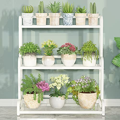 Växtställ Blomkrukställ, blomsterbänk, 3 våningar vit metall smidesjärn Balkong Blombänk för inomhus uteplats Balkong Trädgård Vardagsrum Förvaringshylla (Size : 100x40x102cm)