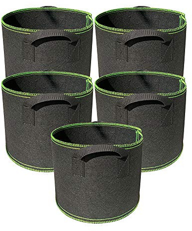 Ayvicco 5-Pack 10 Gallon Grow Bags Heavy Duty Thickened Nonwoven Aeration Fabric Pots with Handles, Indoor Garden Planter Bags for Vegetable, Flower, Herbs, Home Decoration, Plant Grow Bags