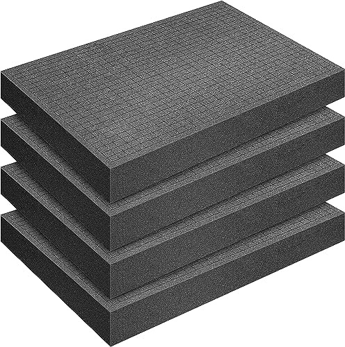 Lot de 4 cubes de mousse prédécoupée, 400 x 300 mm, pour plateau à outils, boîte de jeu, tiroir de rangement (hauteur : 50 mm)