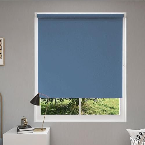 Tenda Doppia a Rullo Senza Foratura 80 x 60 cm Montabile Senza Fori, Oscurità totale, Tenda avvolgibile Daylight, Tenda Oscurante Tenda da Tetto, per Finestre e lucernari, Blu Scuro
