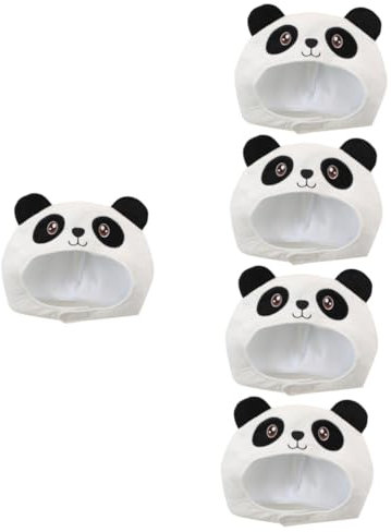 SAFIGLE 5st Panda-kopfbedeckung Panda-kostüm Kawaii Hut - Panda-häkelmütze Tierhut Dekorative Kopfbedeckung Kostümhut Panda- Mit Hut Weiß Fräulein Tierkopf Plüsch
