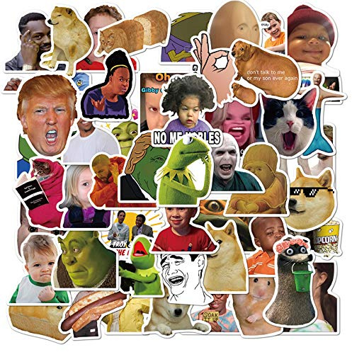 Meme Sticker Set,50 Stück Lustige Meme Aufkleber für Laptop,Classic Vinyl Meme Aufkleber für Kinder Teens Erwachsene Auto Laptop Skateboard Fahrrad Moped Motorrad Fahrrad Computer Scrapbook Geschenk