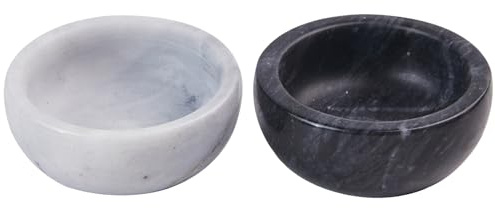 Tcrogsciss Mini Marble Sauce Cups Set Handmade Dipping Bowl Cup Set White&Black, MBBL-S-P2
