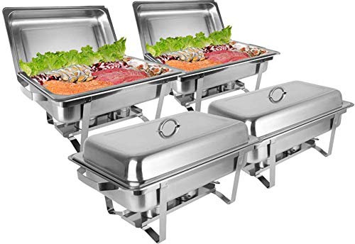 Chafing Dishes Stainless Steel, Folding Chafing Dish Buffet Set 8 Quart Steam Pans Food Warmers for Parties Buffets,4 pack