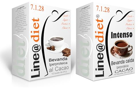 20 preprati in polvere monodose Line@diet per BEVANDE PROTEICHE: 10 CACAO + 10 CACAO INTENSO