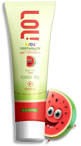 LOL Kids Toothpaste No Fluoride, Nano Hydroxyapatite Toothpaste, Probiotics, Xylitol Tooth Paste Kids | Remineralizing | Natural | Plant-Based Foam | Pasta De Dientes para Niños (Watermelon)
