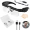 Lupenbrille mit Licht, Kopf Lupenbrille mit Licht, LED Kopfbandlupe USB Wiederaufladbare LED Beleuchte Lupe, Kopflupe Stirnlupe Brillenlupe mit 3 LED Licht, 5 Linsen150D 250D 2.0X 3.0X 4.0X