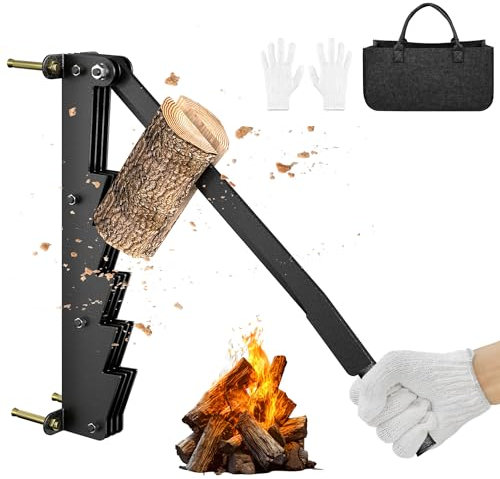 FIVMEN Holzspalter Manuell Anzündholz Spalter Brennholzspalter Wandmontage mit 180 Grad Lange Griff Handholzspalter Holz Spalten Werkzeug für Indoor & Outdoor, inkl. Filztasche