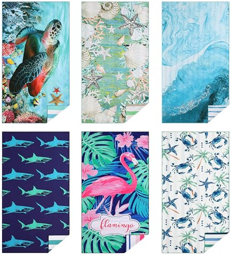 Casa Platino Beach Towels 6-Pack Extra Large – 71x32 Lightweight, Quick-Dry & Sand-Free Microfiber – Soft, Double-Sided Swim, Pool & Travel Towels for Camping, Vacation & Beach Essentials – Muara