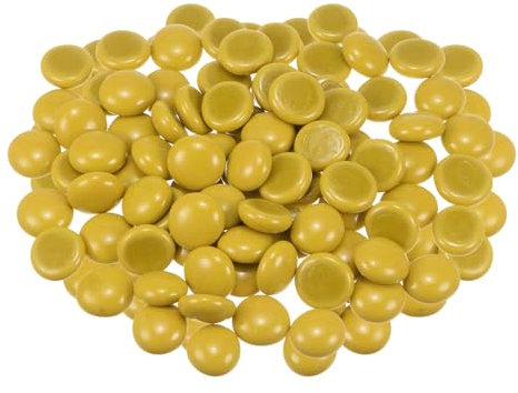 QUARKZMAN Perle di vetro da fuoco per focolare, rotonde, ghiaia, ciottoli, riflettenti, per piscine, acquari, decorazioni da 1000 g/2,2 lbs, giallo