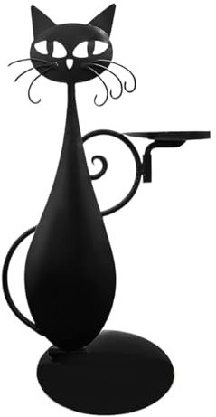 XUWEWI Kerzenständer Glas Set 2 Stück Kerzenständer mit schwarzer Katze for zylindrisches Vintage-Haus, Metall, dekorativer Kerzenhalter, Tischdekoration Teelichthalter Set Für Hochzeit