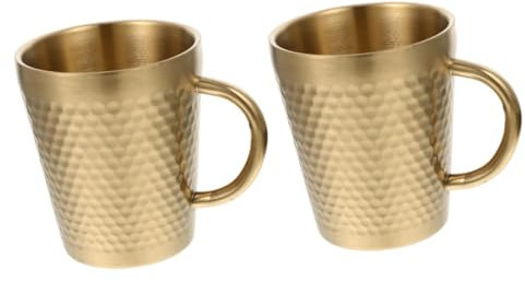 ABOOFAN 2st Kaffeebecher Wasserbecher Kaffeetasse Thermobecher Tee-eier Für Losen Tee Isolierbecher Tassen Flasche Espresso Blase Tee Tasse Campingbecher Probenbecher Edelstahl 304 Golden