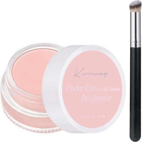 Under Eye Brightener Concealer With Brush & Color Corrector for Dark Circles Coverage,Natural Finish Professional Grade Formula (Pink1) (Pink With Brush)