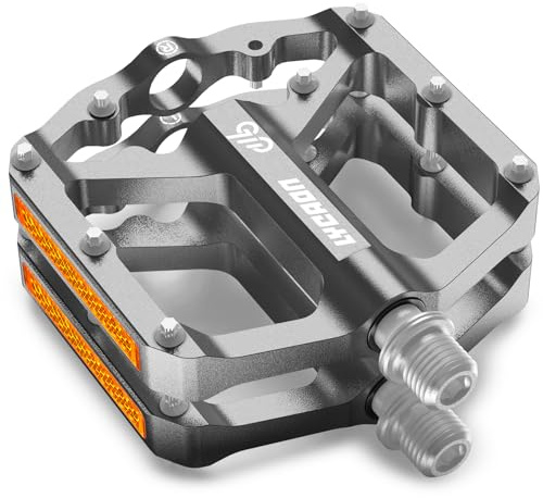 LYCAON Pédales de vélo - Pédales de vélo de Route/VTT - 3 roulements CNC en Alliage d'aluminium - Antidérapantes - Broche CR-MO - 9/16 Pédales Plates antidérapantes