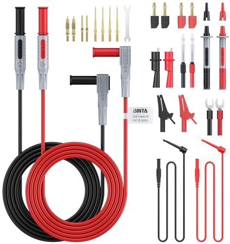 BINTA 27PCS Accessoire Câble de Test Kit de Câbles de Test pour Multimètre Électrique Sondes de Multimètre Professionnel Remplaçables Cordons pour Testeur Circuit Tension