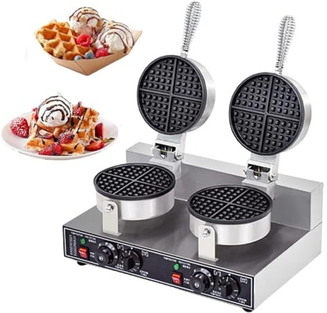 SingleHead(Double - Piastra elettrica per waffle, macchina per waffle, antiaderente, 1200 W, kit di strumenti professionale per waffle, temperatura regolabile da 50 a 300 °C