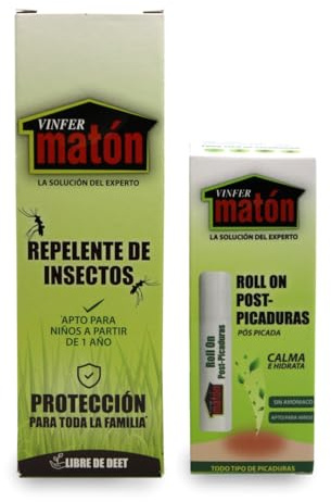 VINFERMATÓN Spray Antimosquitos + Post Picaduras | Eficaz contra mosquito tigre | +8 Horas de proteccion | Apto para niños | Facilidad de Uso | MADE IN SPAIN