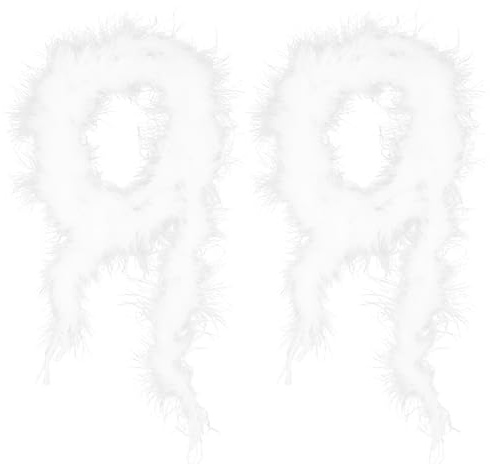 CABODYALS 2 écharpe en Plumes Blanches pour Femme Accessoire de Costume pour Robe de Danse Mariage Décoration D'Intérieur