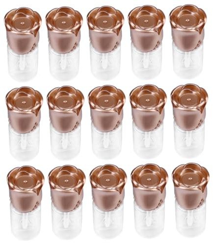 Anneome 15pcs Rose Shaped Transparent Lip Gloss Tubes DIY Lip Balm Containers Reusable Cosmetic Bottles for Women Creative Makeup Storage