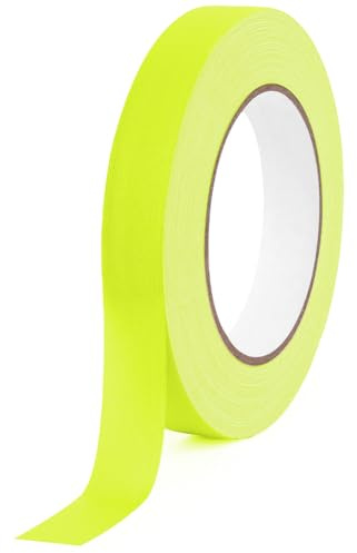 AYBUY Neon Klebeband, Starke Haftung, Fluoreszierendes Gewebeband, 19mm x 25m, Warnband, Markierungsband für Markieren von Boden, Outdoor, Neon Party und DIY-Kunstwerken(Gelb)