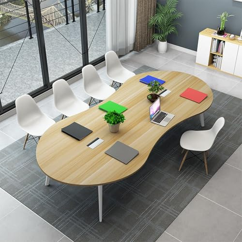 Runder Konferenztisch aus Holz, Bootsförmiger Besprechungstisch für 4–6 Personen, Büro-Sitzungssaal, Möbel, 400 x 120 x 75 cm, stilvolles und funktionales Design