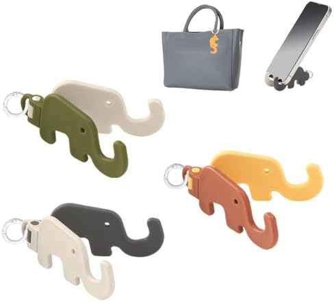 NIEBYI Desktop Creative Foldable Lazy Mobile Phone Holder,Elephant Dual Folding Cell Phone Stand,Portable Mini Mobile Phone Holder,Backpack Pendant Key Ring,3 in 3 Colors