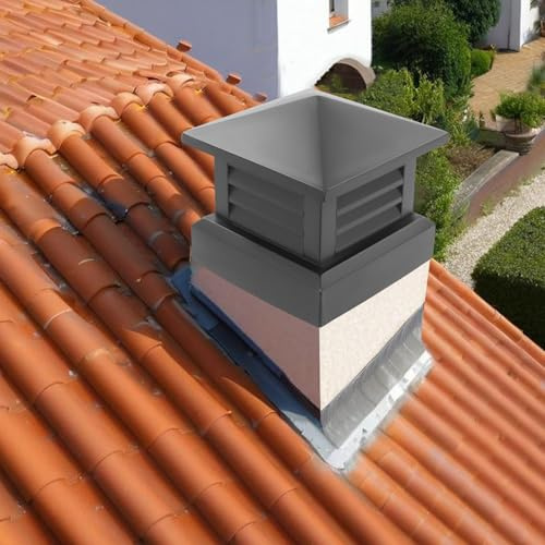 Cubierta de chimenea cubierta cuadrada impermeable exterior de aleación de aluminio con forma de pirámide para chimeneas 35 x 35 cm negro