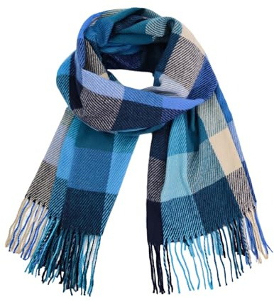 Glamexx24 Schal Damen Winter Kariert Fashion: Damen Winter Schal, Strickset Schal übergroßer Quadratisch Deckenschal Deckenschal Halstuch Streifen Muster Fransen Poncho